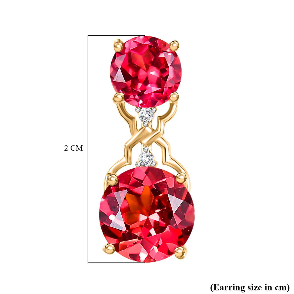 D'joy Lab Grown Padparadscha-Saphir Ohrringe 925 Silber 750 Gelbgold Vermeil ca. 8.28 ct