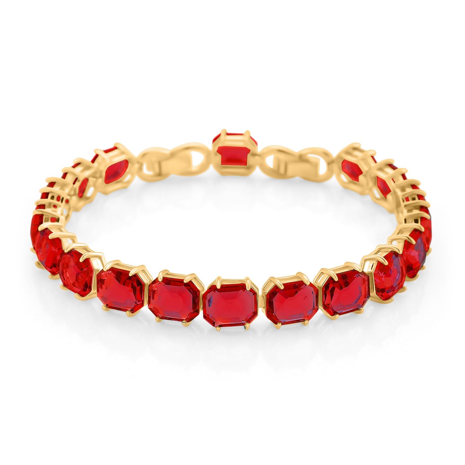Roter Kristall Armband ca. 19 cm Nickelfreies Messing