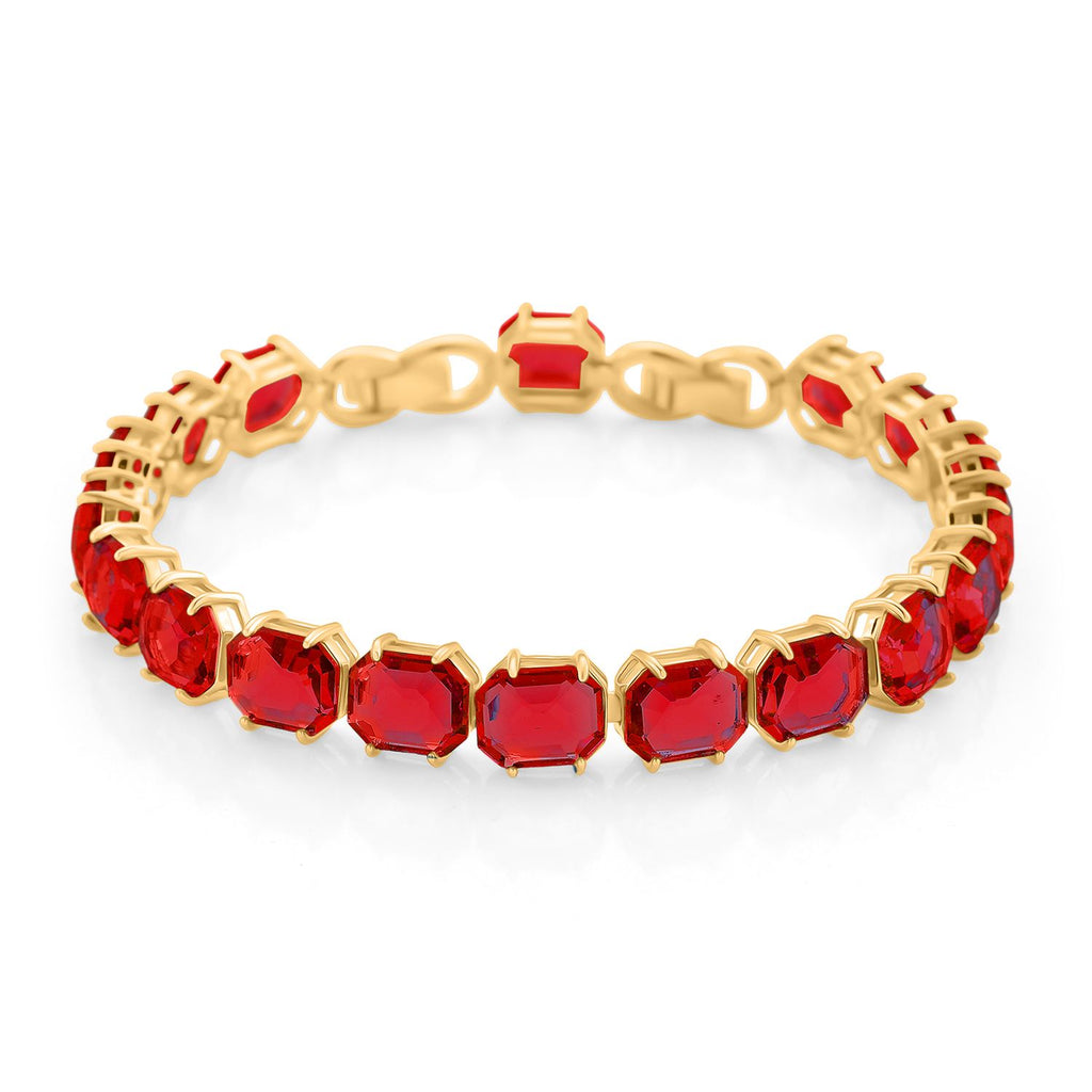 Roter Kristall Armband ca. 19 cm Nickelfreies Messing