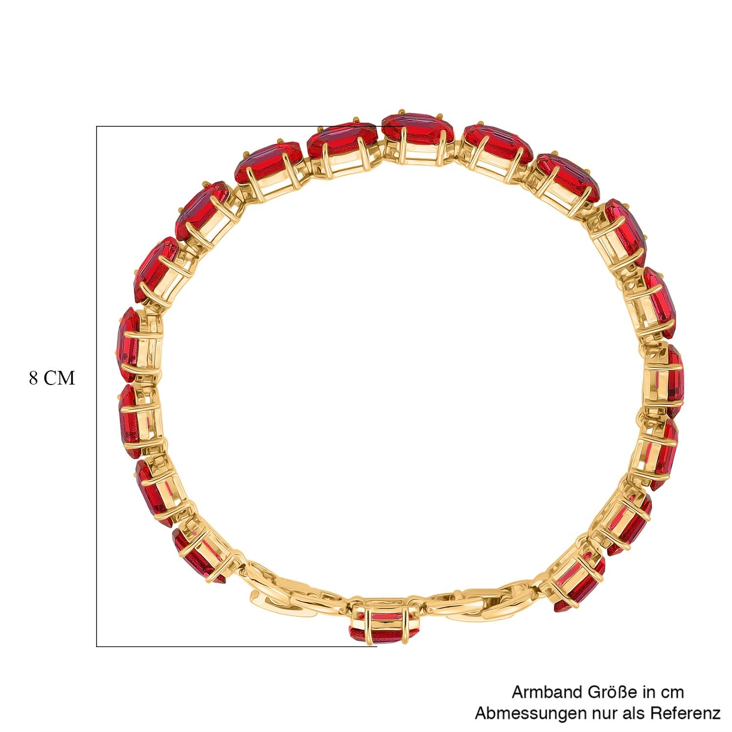 Roter Kristall Armband ca. 19 cm Nickelfreies Messing