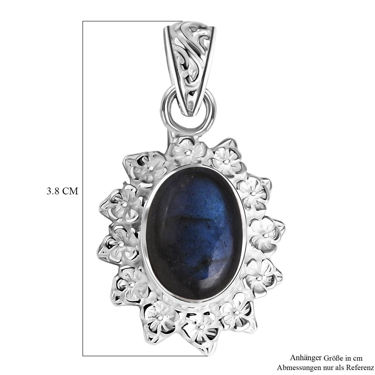 D'Joy Labradorit Anhänger 925 Silber ca. 5.96 ct