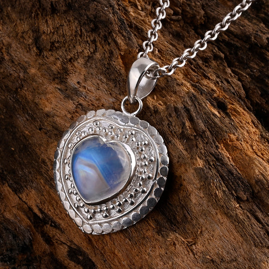 D'Joy Royal Bali Premium Regenbogen Mondstein Anhänger 925 Silber ca. 6.88 ct