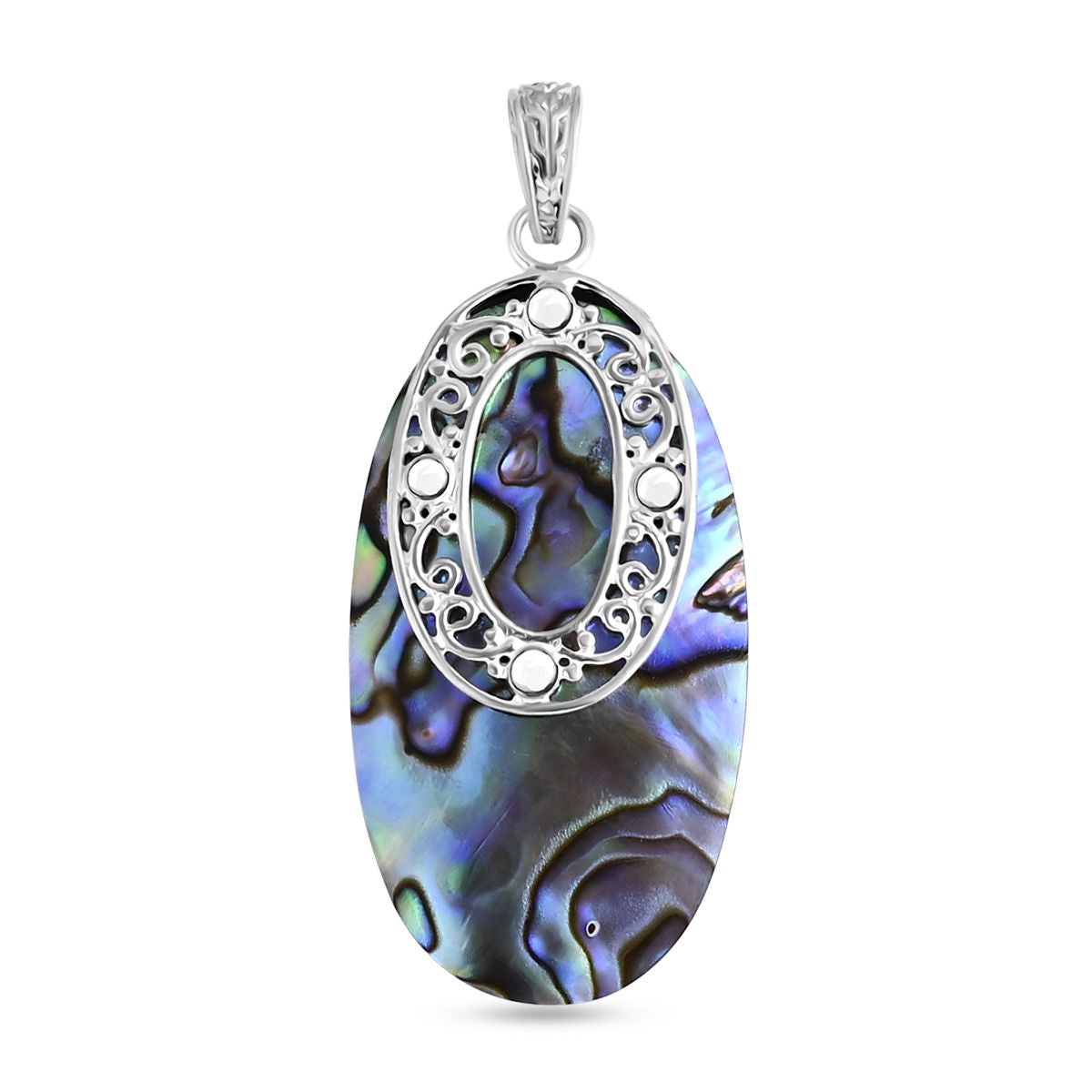 Abalone Muschel Anhänger 925 Silber ca. 0,01 ct.