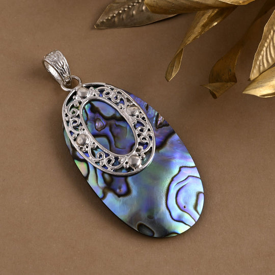 Abalone Muschel Anhänger 925 Silber ca. 0,01 ct.