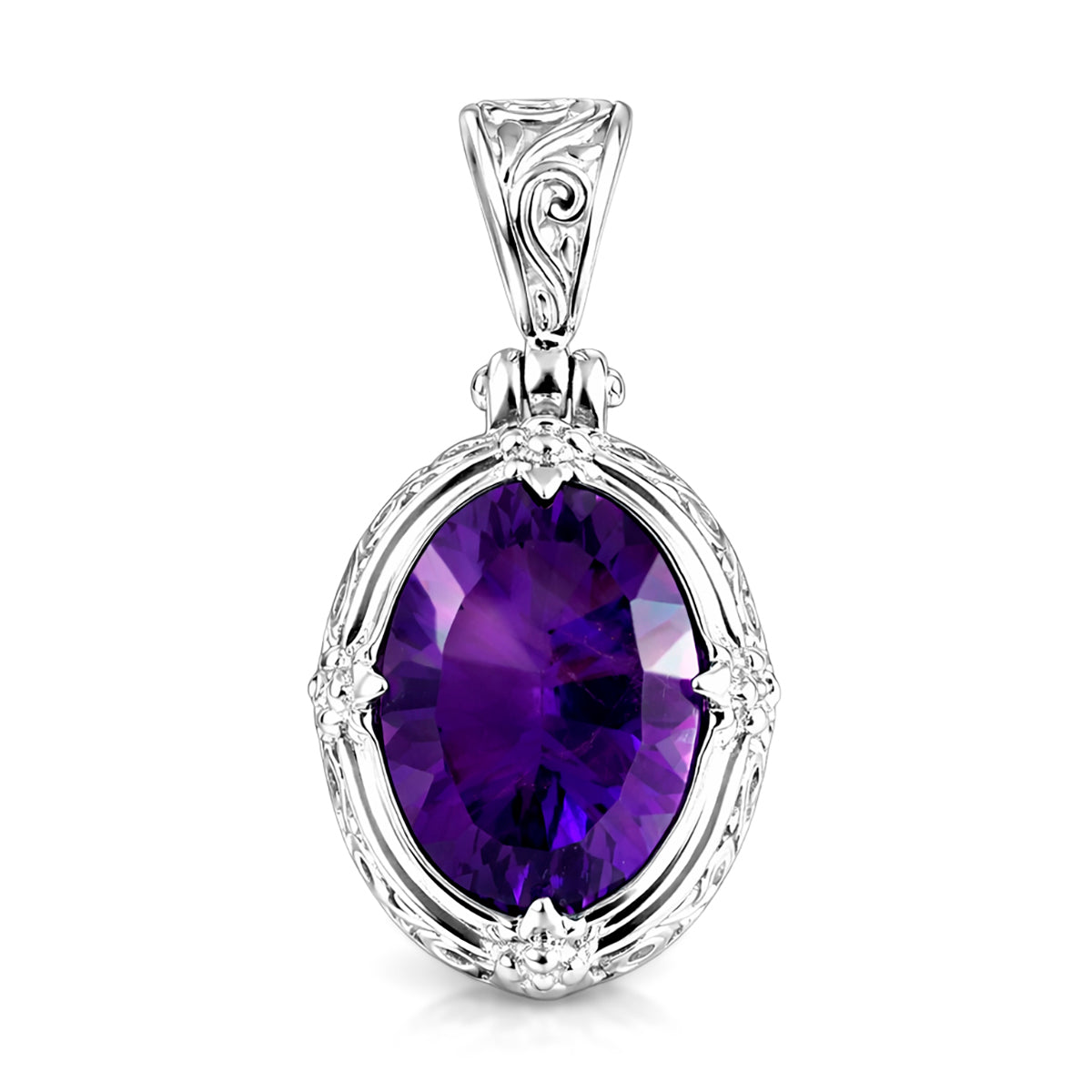 D'Joy AA Afrikanischer Amethyst (16x12mm) Anhänger 925 Silber ca. 9.20 ct