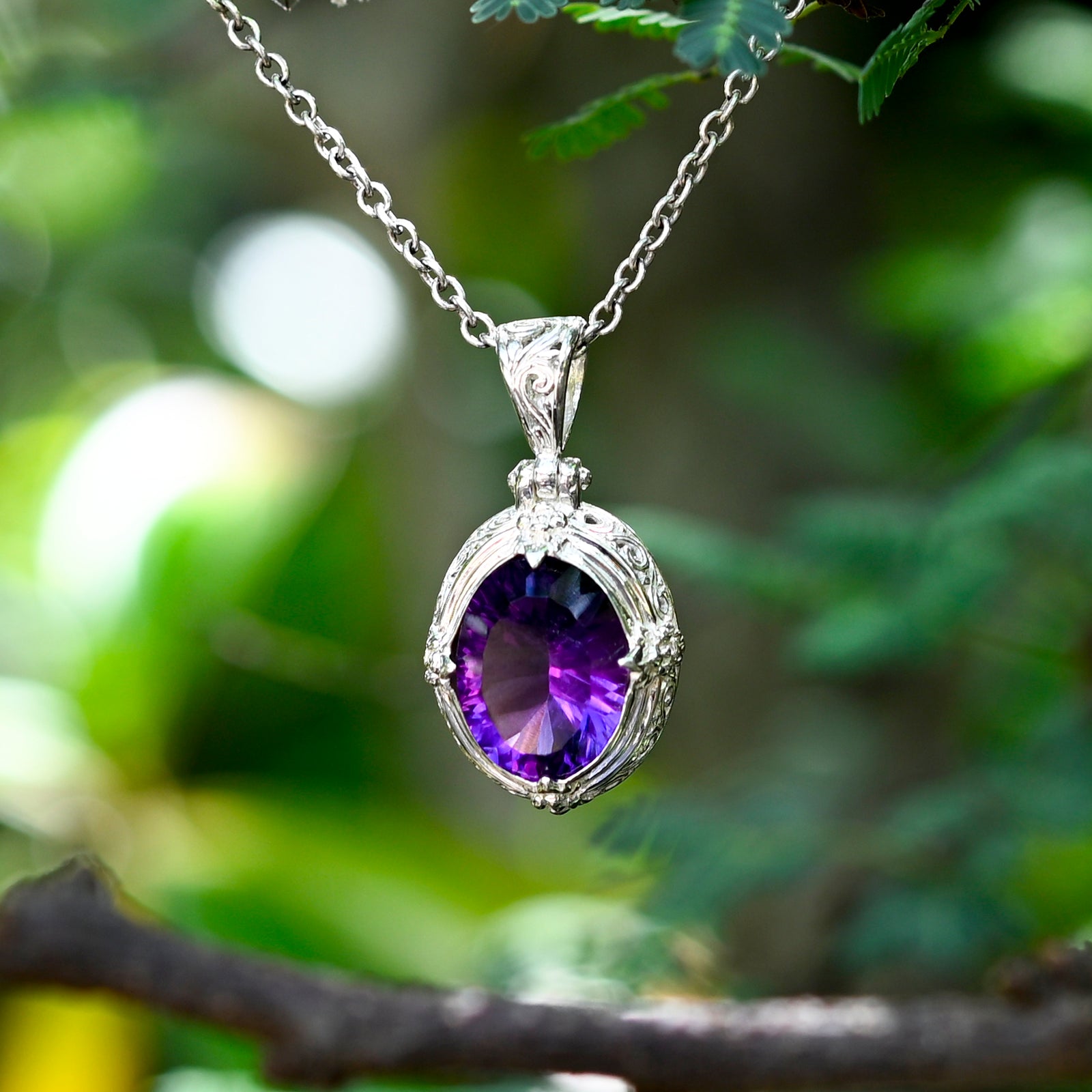 D'Joy AA Afrikanischer Amethyst (16x12mm) Anhänger 925 Silber ca. 9.20 ct