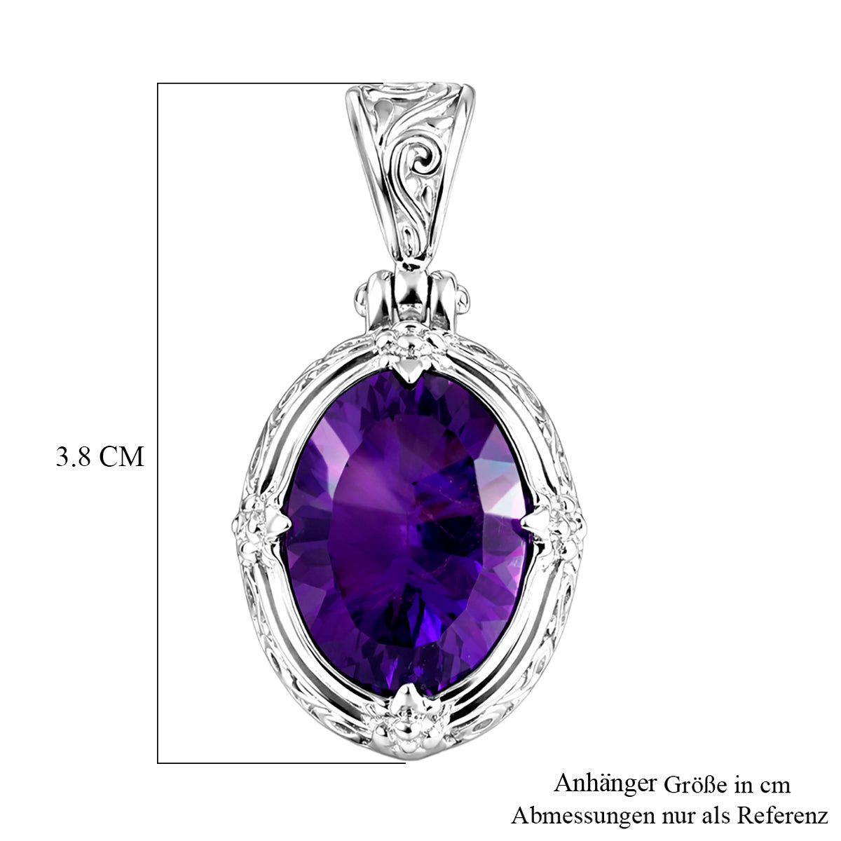 D'Joy AA Afrikanischer Amethyst (16x12mm) Anhänger 925 Silber ca. 9.20 ct