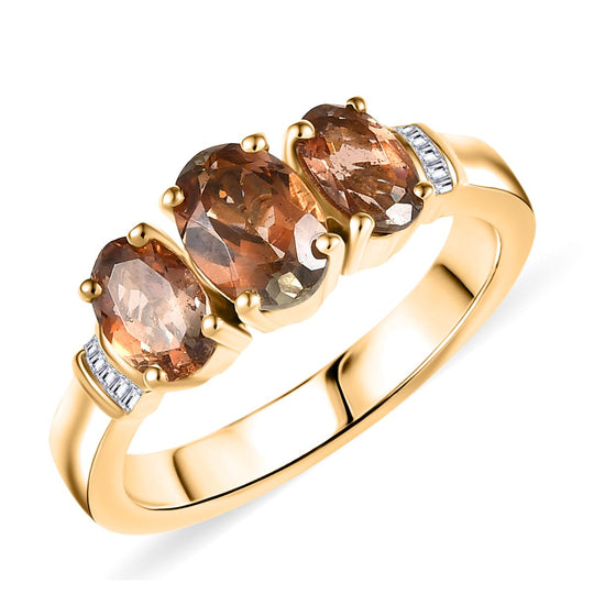 D'Joy AA Andalusit Ring 925 Silber 750 Gelbgold Vermeil (Größe 21.00) ca. 1,70 ct