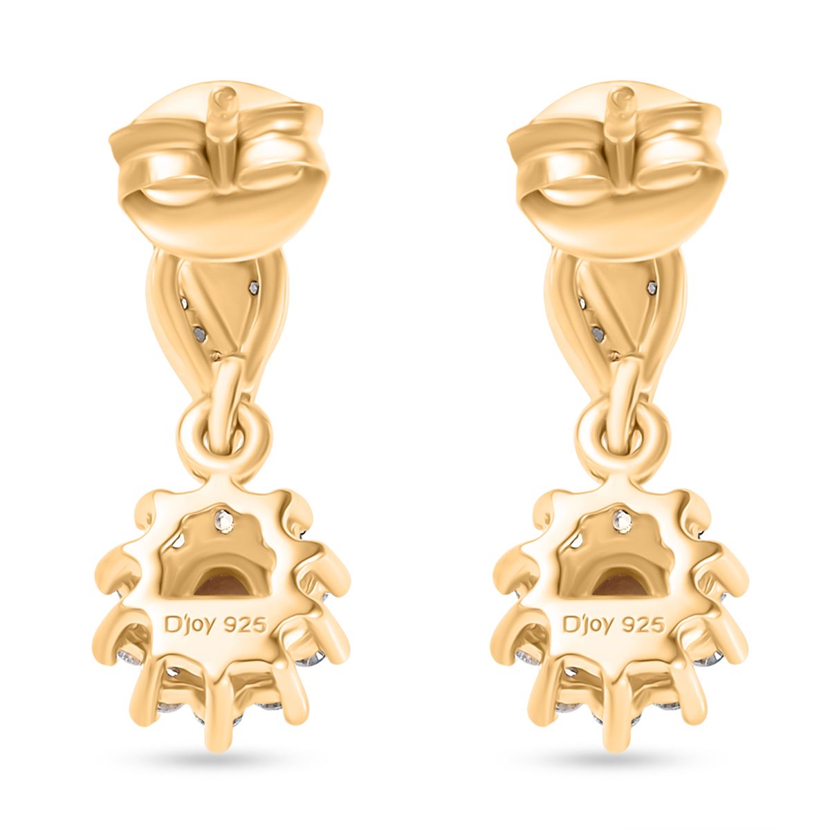 D'Joy AA Andalusit, Weißer Zirkon Ohrringe 925 Silber 750 Gelbgold Vermeil ca. 0.91 ct
