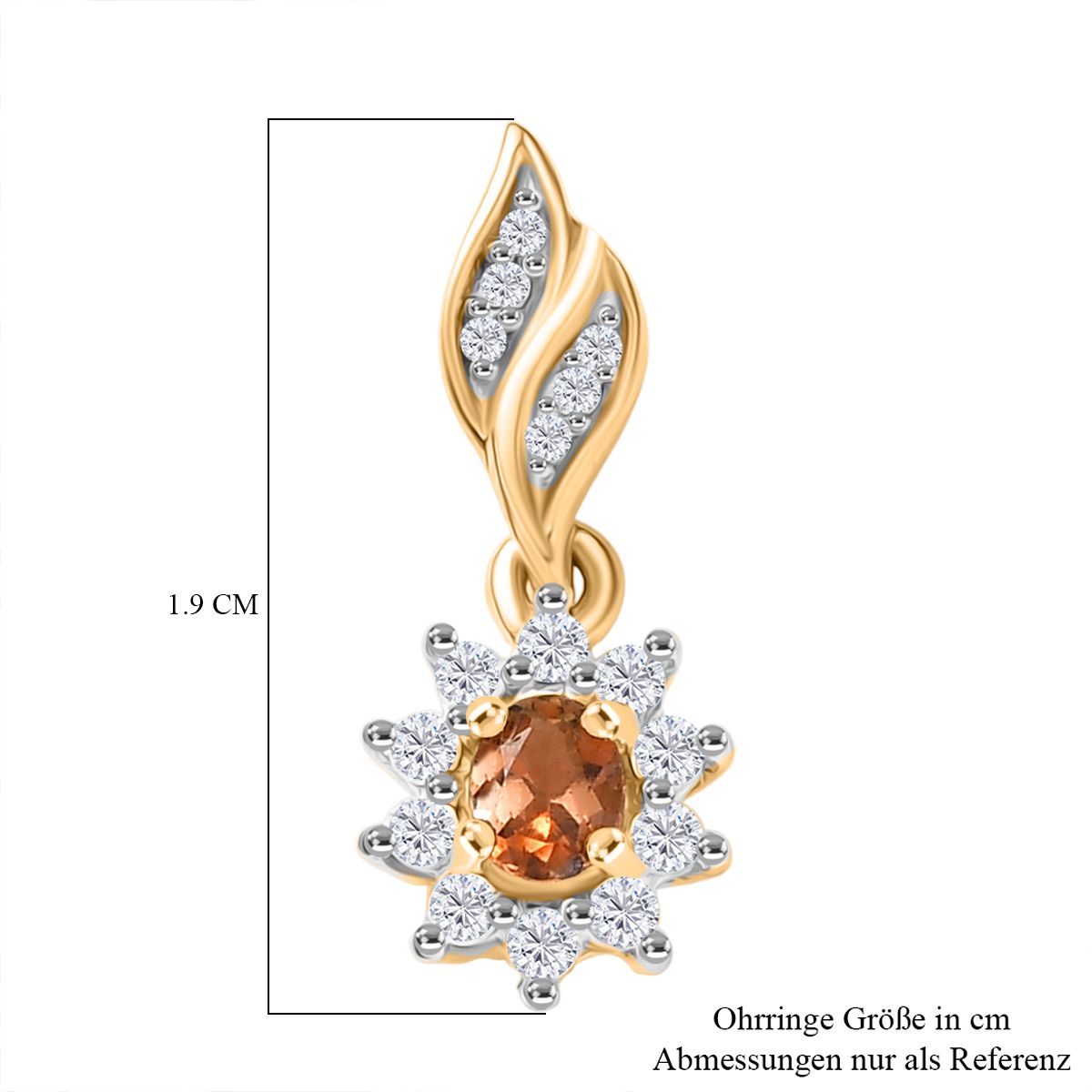 D'Joy AA Andalusit, Weißer Zirkon Ohrringe 925 Silber 750 Gelbgold Vermeil ca. 0.91 ct