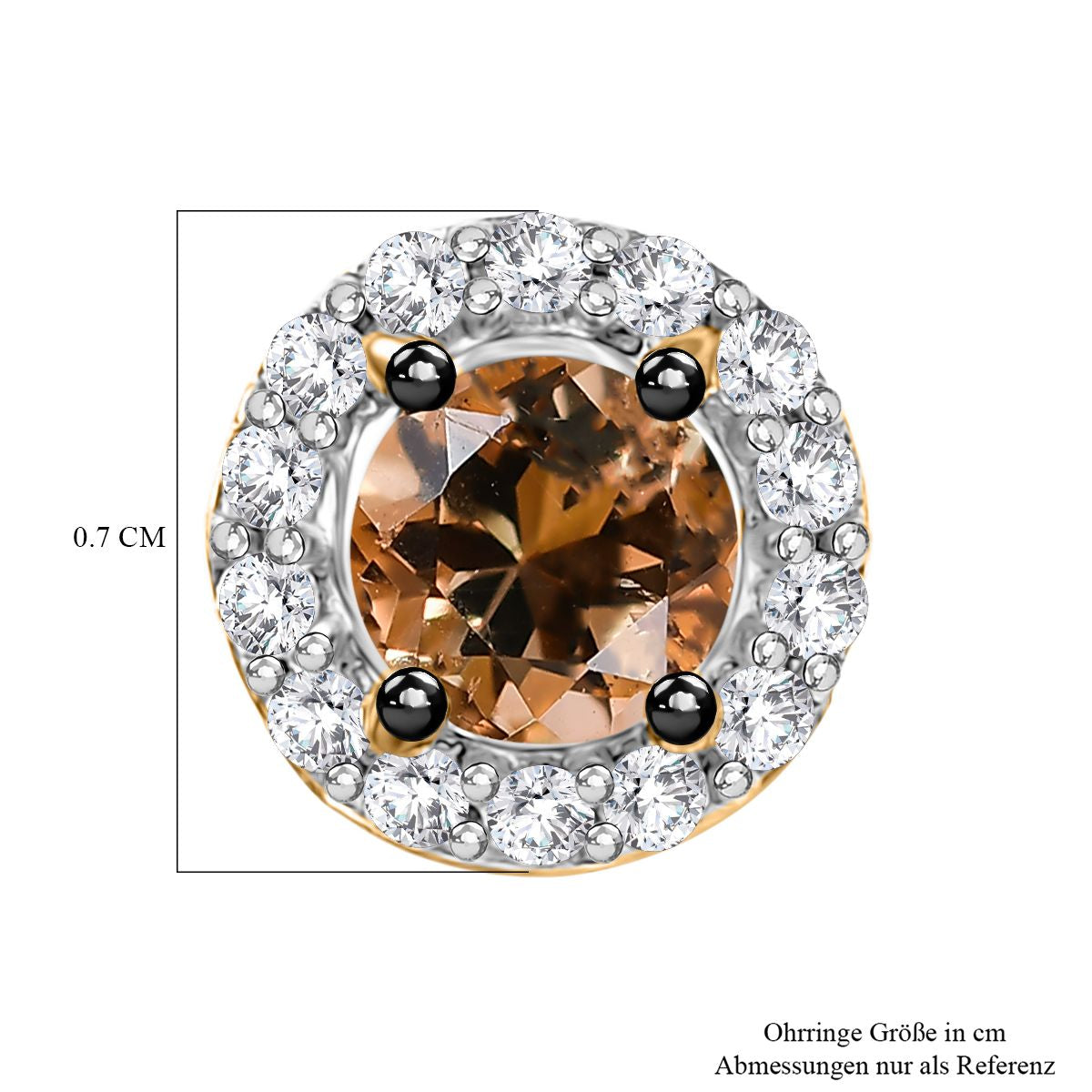 D'Joy AA Andalusit, Weißer Zirkon Ohrringe 925 Silber 750 Gelb Vergoldet ca. 0.89 ct