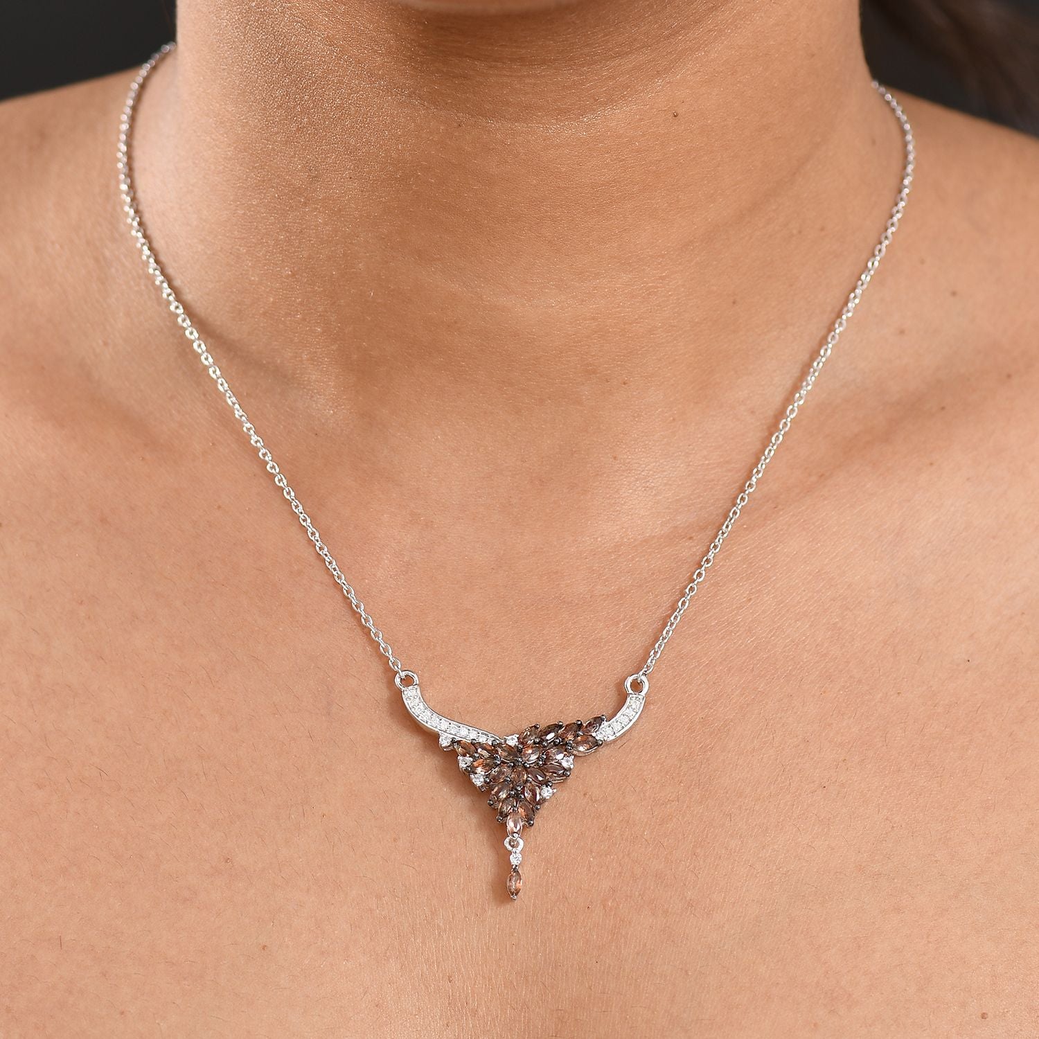 D'Joy AA Andalusit, Moissanit Halskette ca. 45 cm 925 Silber rhodiniert ca. 2,15 ct.