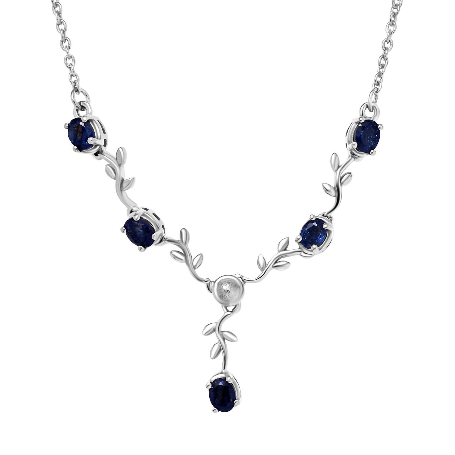 D'Joy Masoala Saphir (Fissure gefüllt) Halskette ca. 45 cm 925 Silber platiniert ca. 0.48 ct