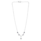 D'Joy Masoala Saphir (Fissure gefüllt) Halskette ca. 45 cm 925 Silber platiniert ca. 0.48 ct