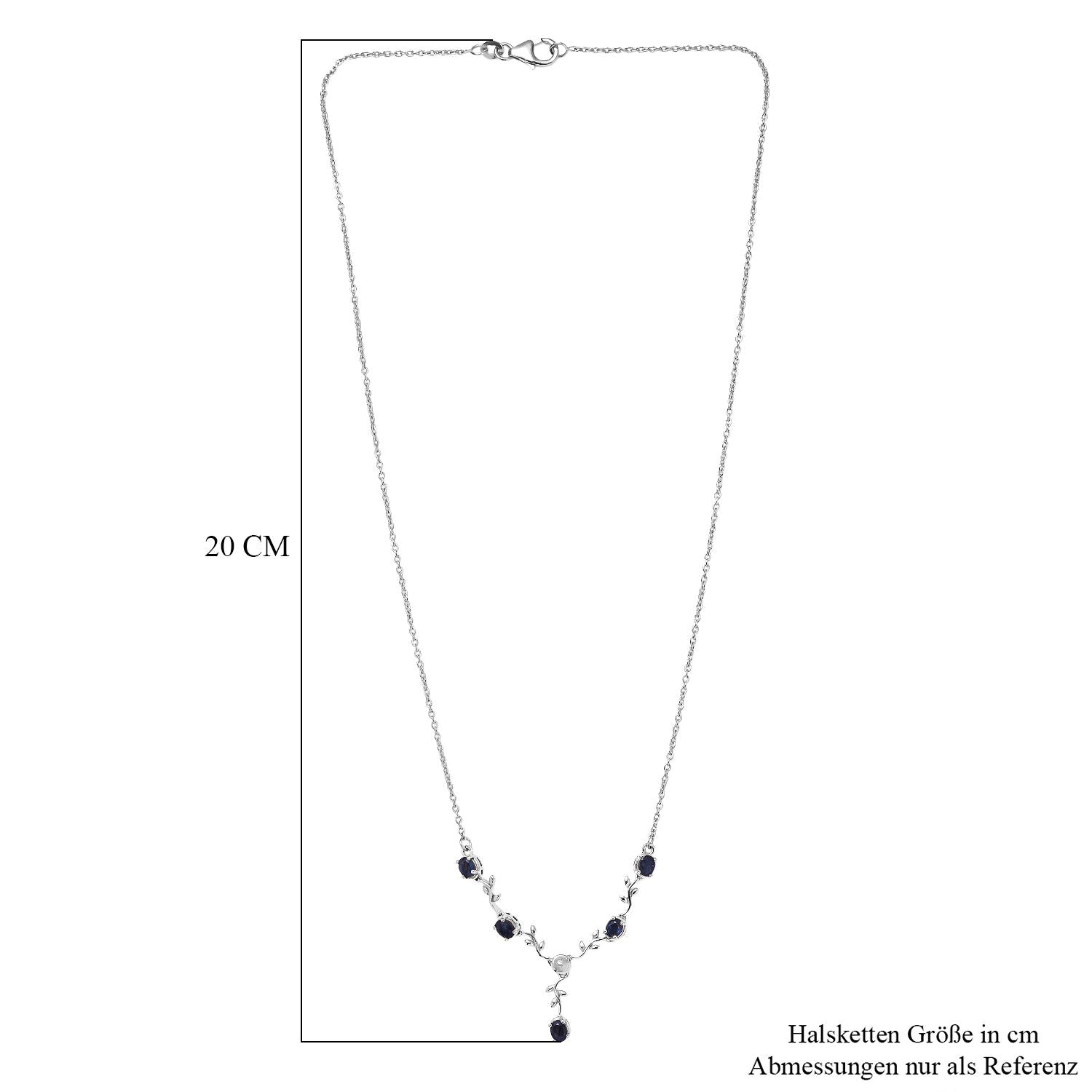 D'Joy Masoala Saphir (Fissure gefüllt) Halskette ca. 45 cm 925 Silber platiniert ca. 0.48 ct