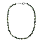 Grünfleck-Achat Halskette ca. 50 cm mit 2.5 cm extender, Nickelfreies Messing platiniert ca. 250,00 ct.