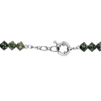 Grünfleck-Achat Halskette ca. 50 cm mit 2.5 cm extender, Nickelfreies Messing platiniert ca. 250,00 ct.
