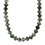 Grünfleck-Achat Halskette ca. 50 cm mit 2.5 cm extender, Nickelfreies Messing platiniert ca. 250,00 ct.