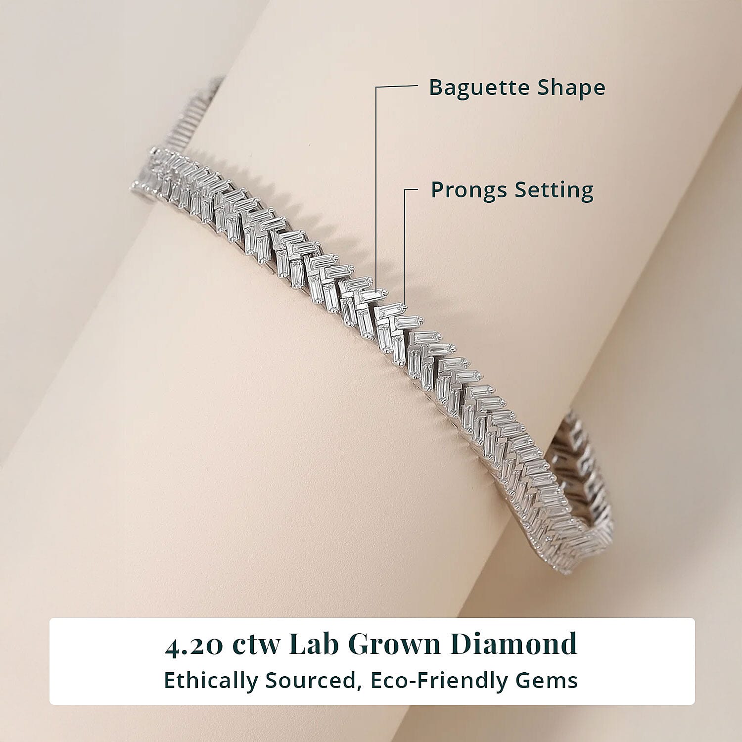 LUXURIANT DIAMOND - Lab Grown Diamant SI-GH Armband ca. 18.5 cm 925 Silber rhodiniert (7-8 Werktage Lieferzeit) ca. 4.00 ct