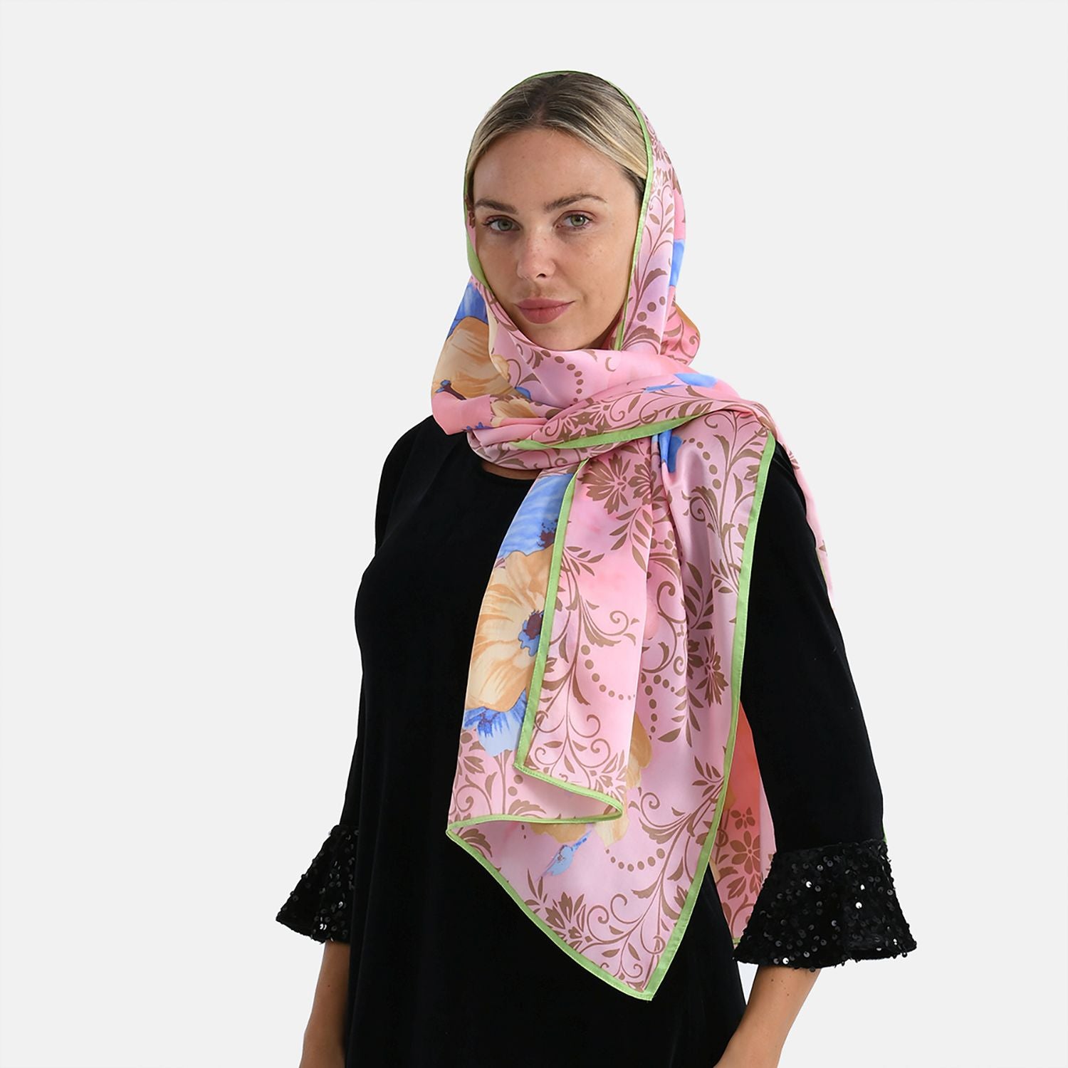 LA MAREY Signature Seidenschal aus 100% Maulbeerseide, 55 x 170 cm, Altrosa