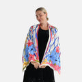 LA MAREY Signature Seidenschal aus 100% Maulbeerseide, 55 x 170 cm, Creme mit Multicolor-Print