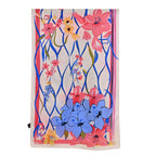 LA MAREY Signature Seidenschal aus 100% Maulbeerseide, 55 x 170 cm, Creme mit Multicolor-Print