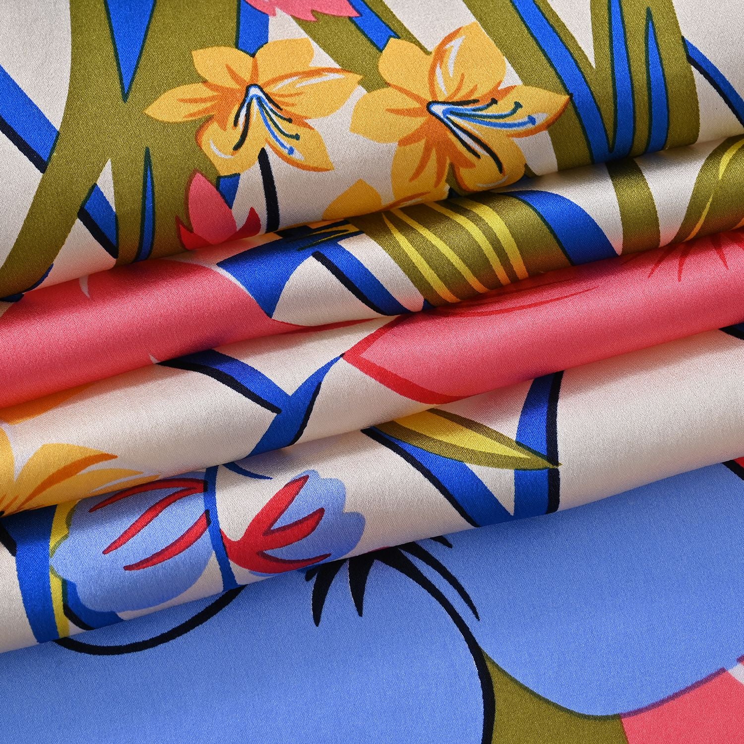 LA MAREY Signature Seidenschal aus 100% Maulbeerseide, 55 x 170 cm, Creme mit Multicolor-Print