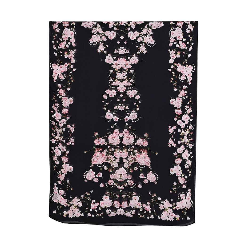 LA MAREY Signature Seidenschal aus 100% Maulbeerseide, 55 x 170 cm, Orange Floral