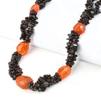 Roter Granat, Karneol Halskette ca. 50 cm Nickelfreies Messing Platiniert ca. 555.00 ct