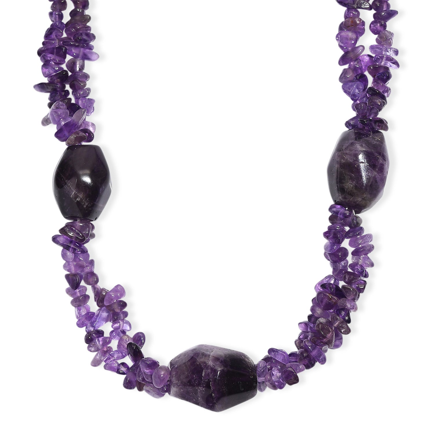 Afrikanischer Amethyst Halskette ca. 50 cm + 2.5 cm Extender, Nickelfreies Messing platiniert ca. 330.00 ct