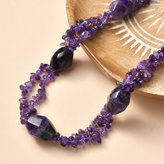 Afrikanischer Amethyst Halskette ca. 50 cm + 2.5 cm Extender, Nickelfreies Messing platiniert ca. 330.00 ct
