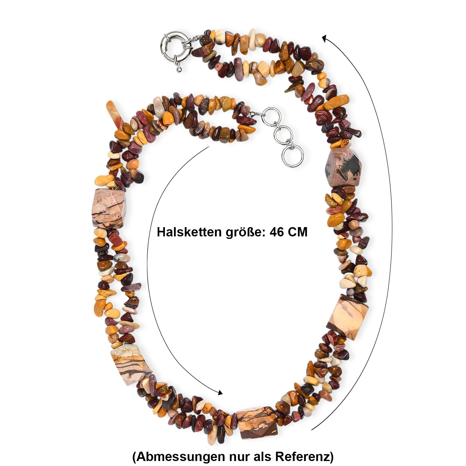 Mookite, Roter Zebra Jaspis Halskette ca. 50 cm Nickelfreies Messing Platiniert ca. 440.00 ct