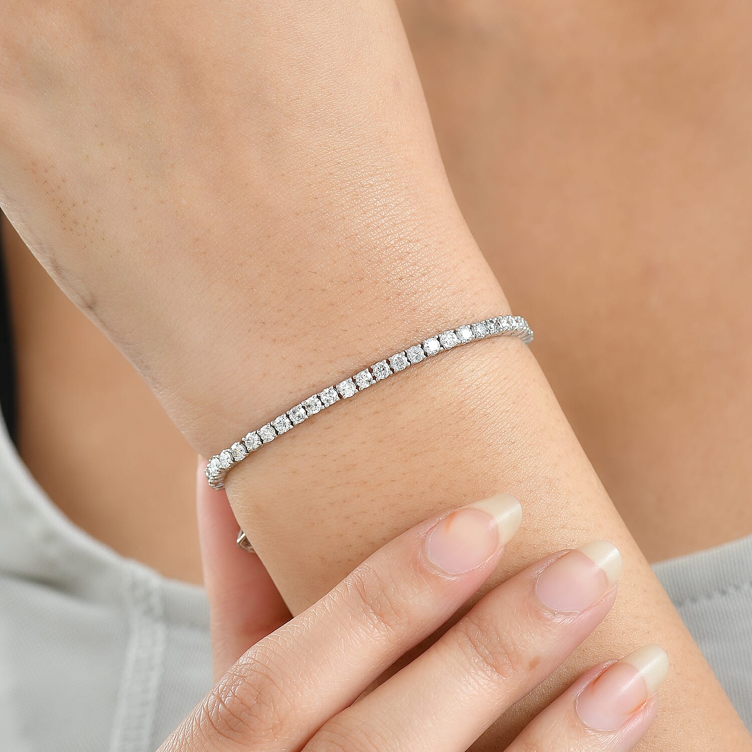 D'Joy Lab Grown Diamant SI-GH Armband ca. 20 cm 925 Silber Rhodiniert ca. 4.00 ct