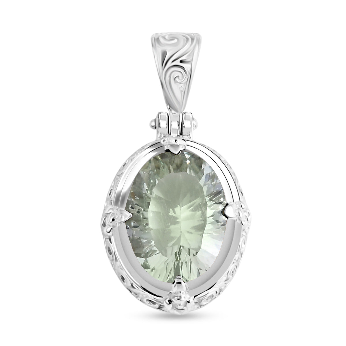 D'Joy AA Prasiolith (16x12mm) Anhänger 925 Silber ca. 8.90 ct