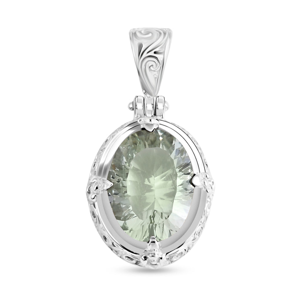 D'Joy AA Prasiolith (16x12mm) Anhänger 925 Silber ca. 8.90 ct