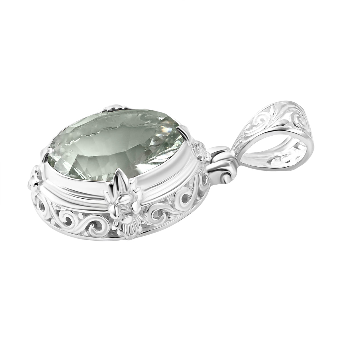 D'Joy AA Prasiolith (16x12mm) Anhänger 925 Silber ca. 8.90 ct