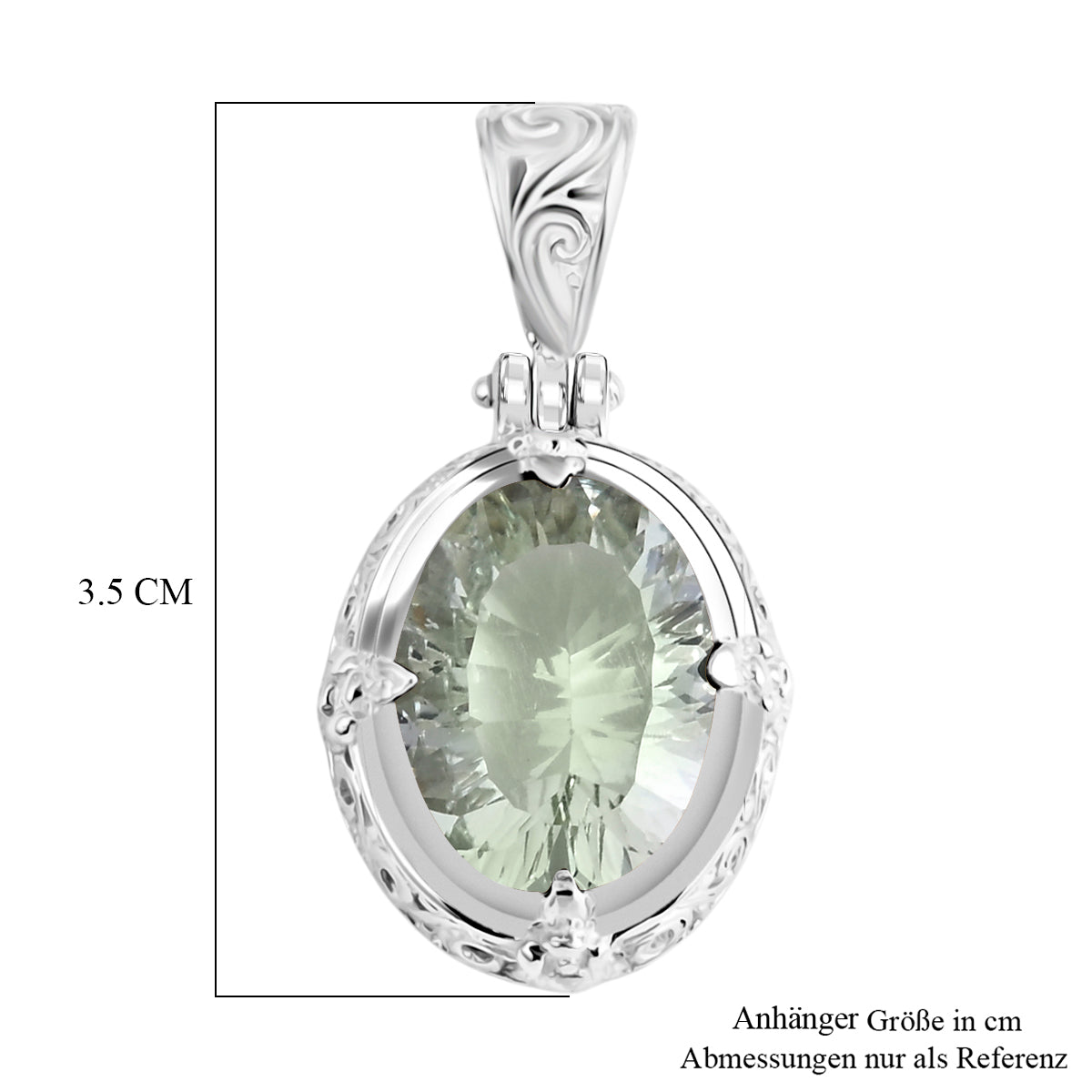 D'Joy AA Prasiolith (16x12mm) Anhänger 925 Silber ca. 8.90 ct
