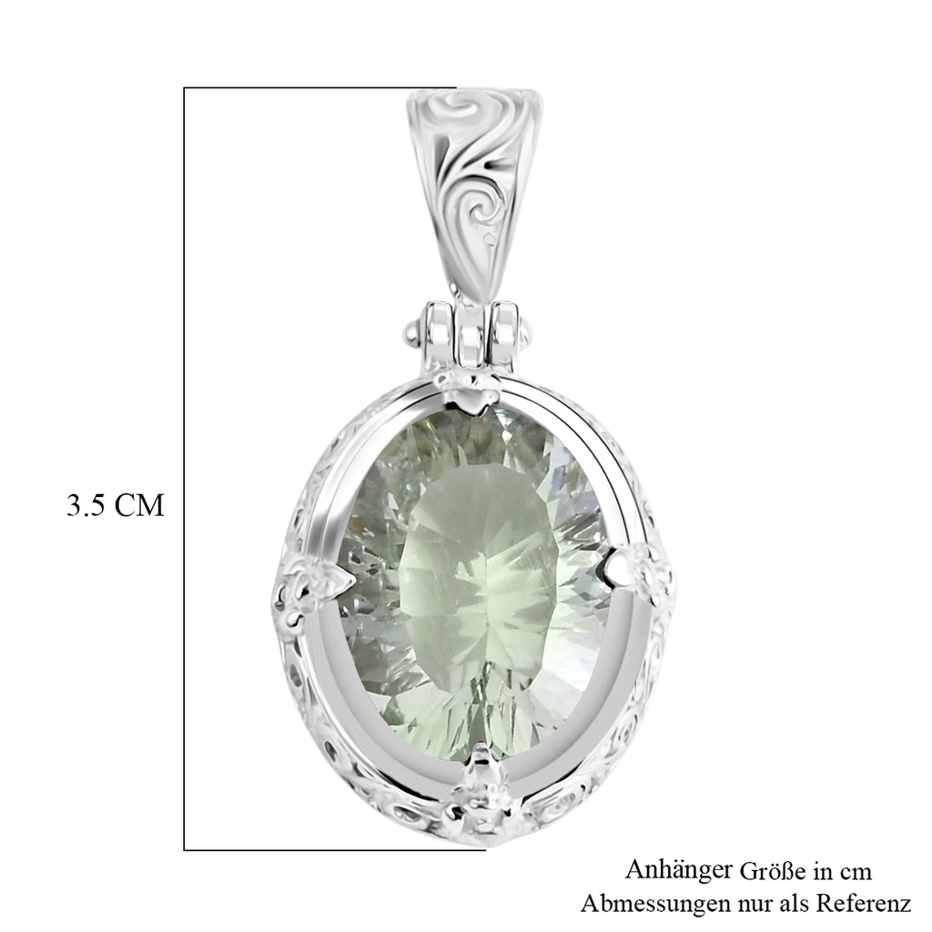 D'Joy AA Prasiolith (16x12mm) Anhänger 925 Silber ca. 8.90 ct