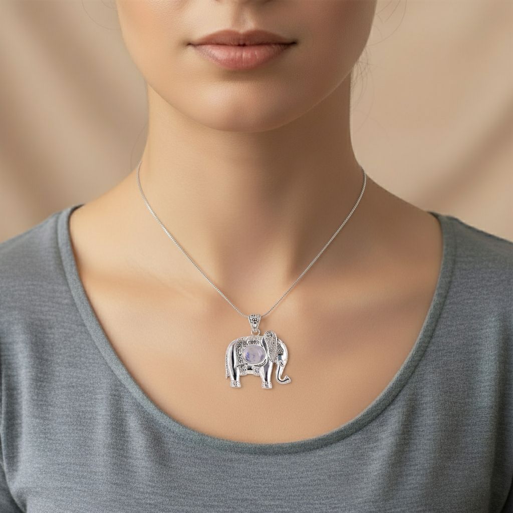 D'Joy Premium Regenbogen Mondstein Anhänger 925 Silber ca. 2.98 ct
