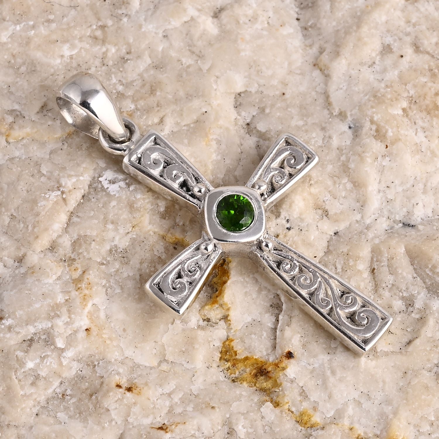 Royal Bali - Natürlicher Chromdiopsid Anhänger 925 Silber ca. 0.15 ct