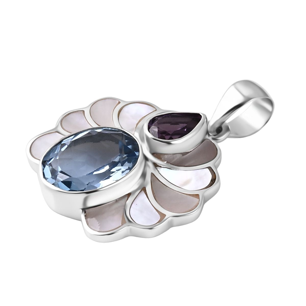Royal Bali - D'Joy Himmelblauer Topas, Afrikanischer Amethyst Anhänger 925 Silber