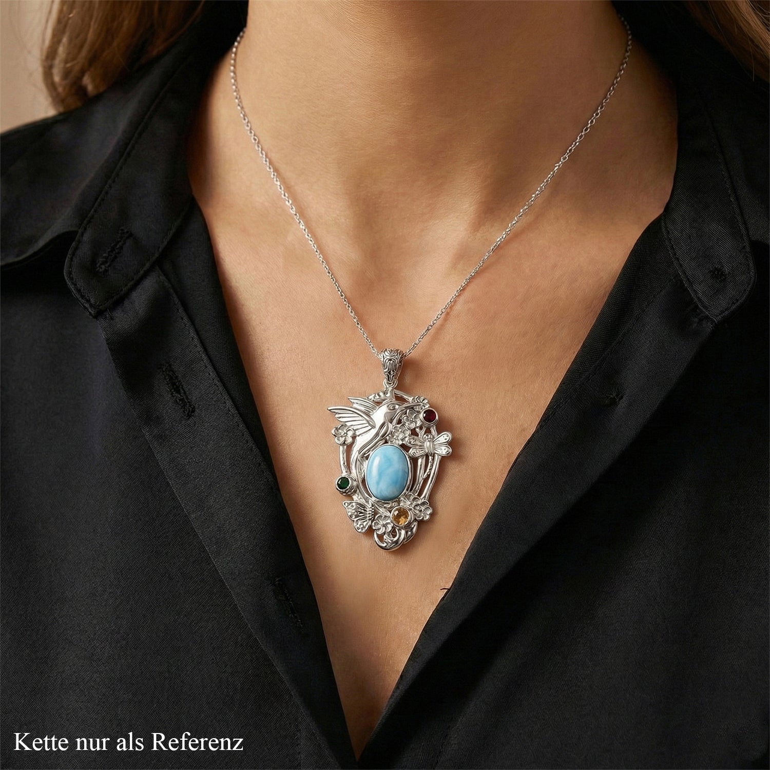 D'Joy Larimar, Citrin Anhänger 925 Silber ca. 11,69 ct.