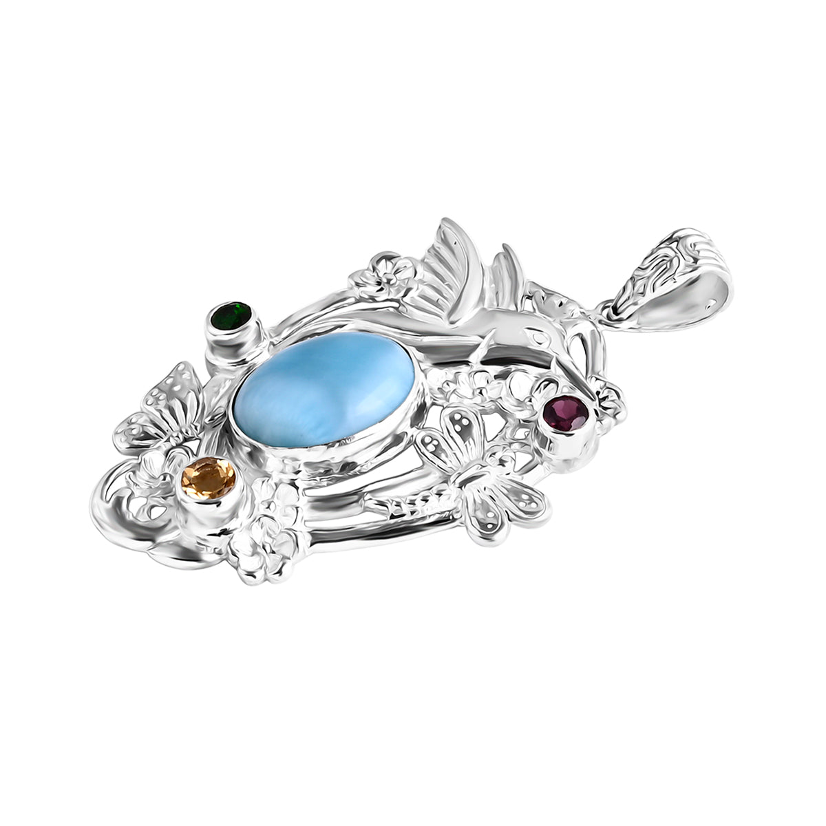 D'Joy Larimar, Citrin Anhänger 925 Silber ca. 11,69 ct.