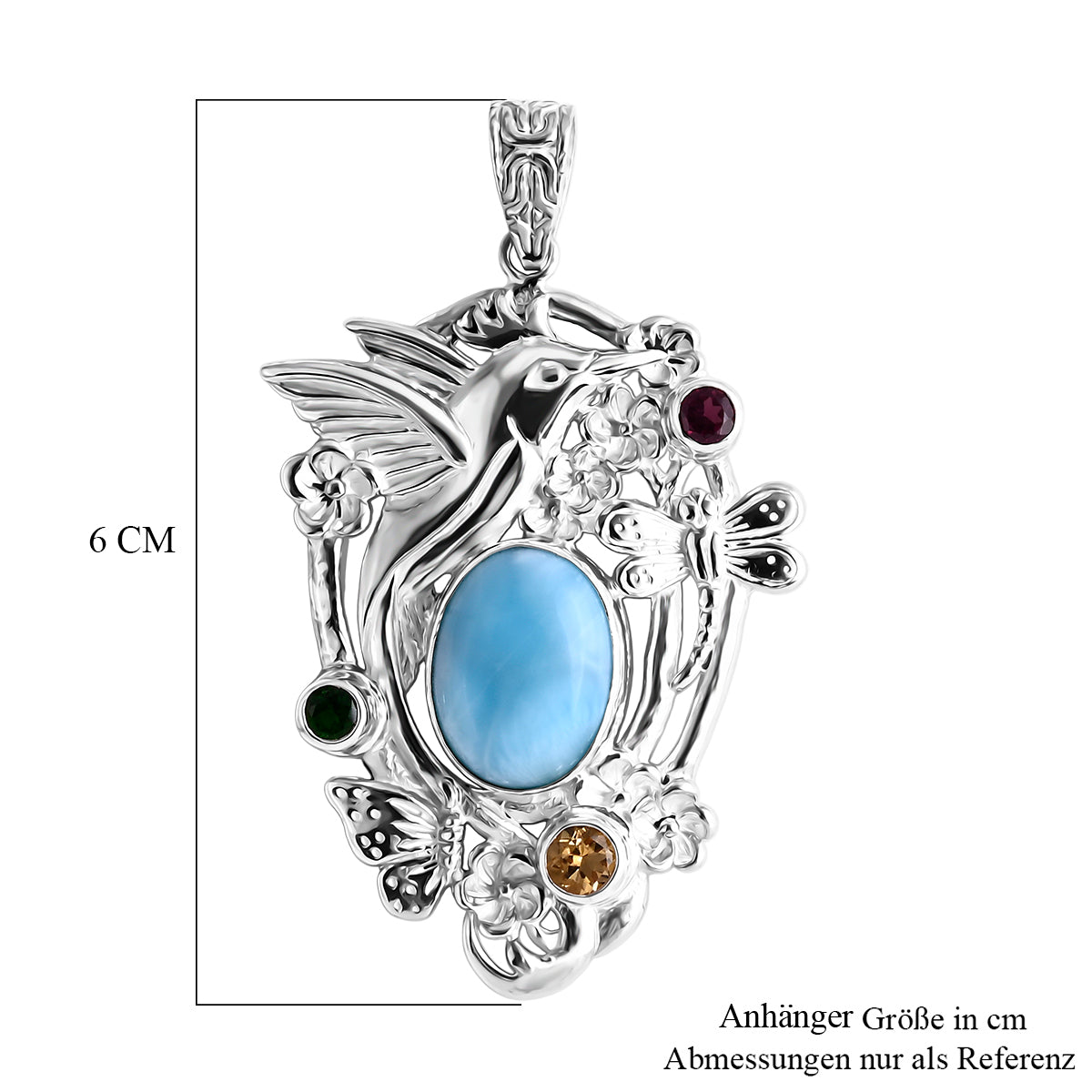 D'Joy Larimar, Citrin Anhänger 925 Silber ca. 11,69 ct.