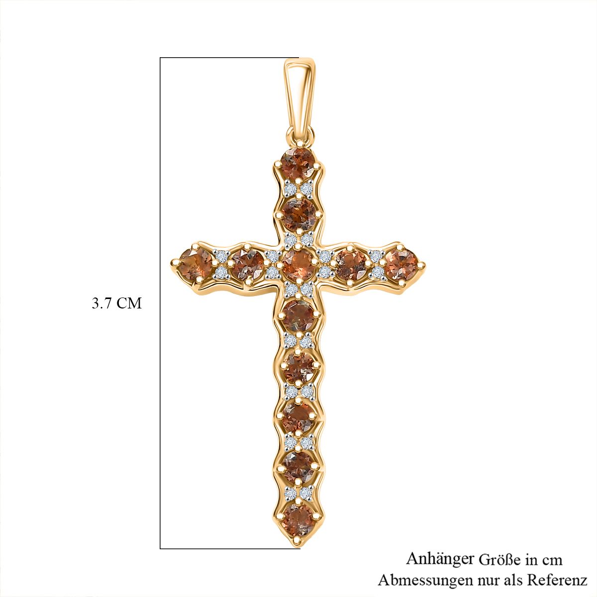 D'Joy AA Andalusit, Weißer Zirkon Anhänger 925 Silber 750 Gelb Vergoldet ca. 1,03 ct.