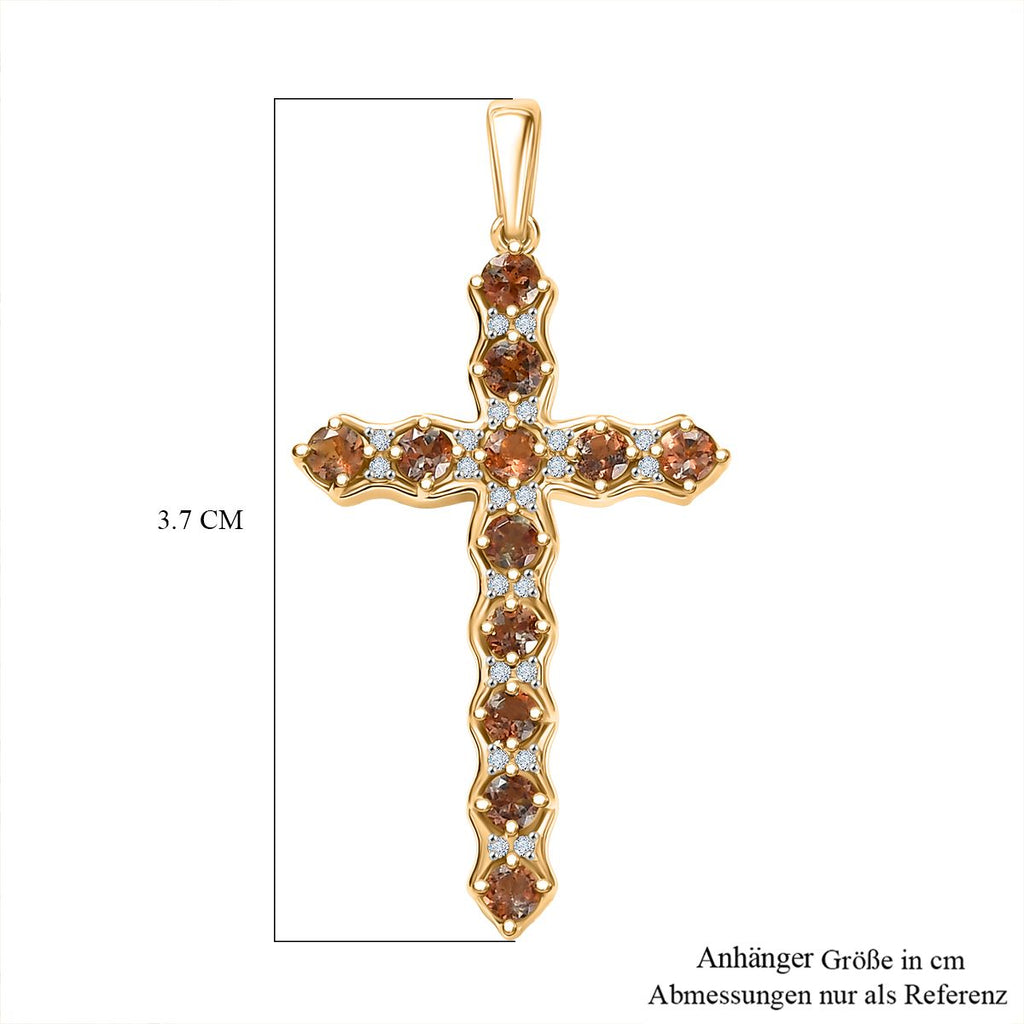 D'Joy AA Andalusit, Weißer Zirkon Anhänger 925 Silber 750 Gelb Vergoldet ca. 1,03 ct.