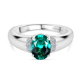 LUXURIANT DIAMOND - AAA Lab Grown Kolumbianischer Smaragd, Lab Grown Diamant Ring 925 Silber rhodiniert (Größe 18.00) ca. 1.43 ct