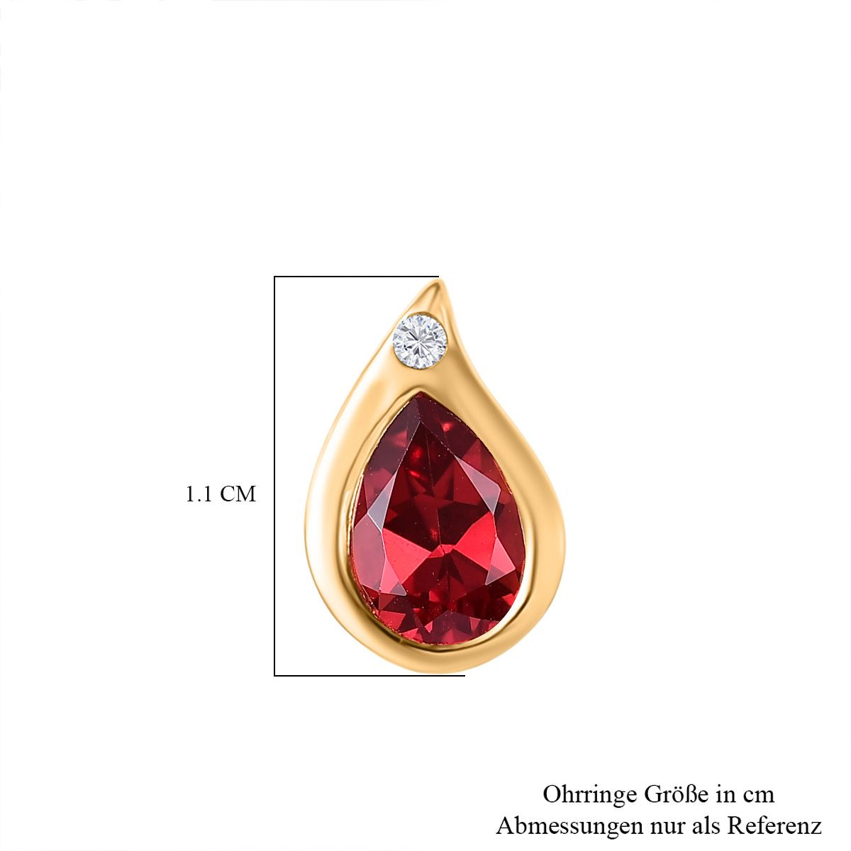 D'joy Lab Grown Padparadscha-Saphir, Weißer Zirkon Ohrringe 925 Silber 750 Gelb Vergoldet ca. 2.22 ct