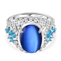 D'Joy Aurora Mondstein, Neon Apatit Ring 925 Silber rhodiniert (Größe 17.00) ca. 7,97 ct