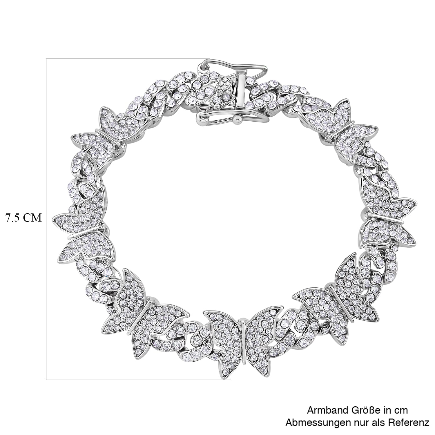 Weißer Kristall Armband ca. 19 cm, Silberfarben